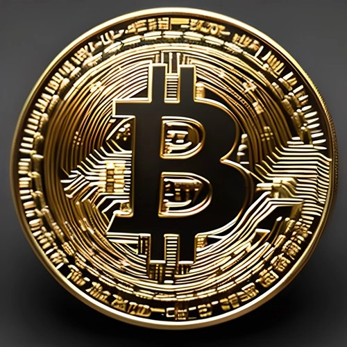 Une pièce de BTC dorée