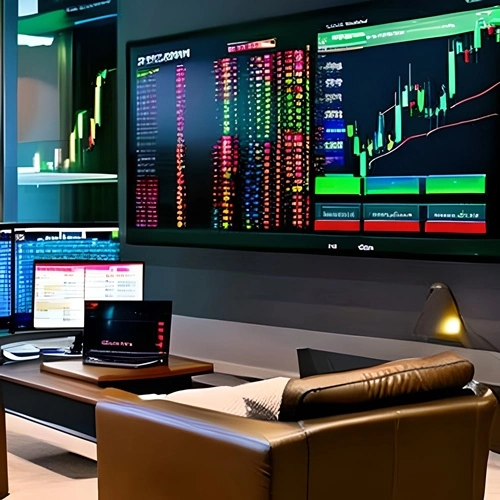 Des écrans avec des analyses techniques de courbes de forex crypto