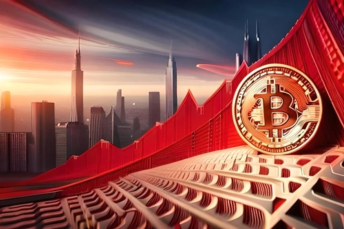 Une pièce de bitcoin au-dessus de symboles de trading